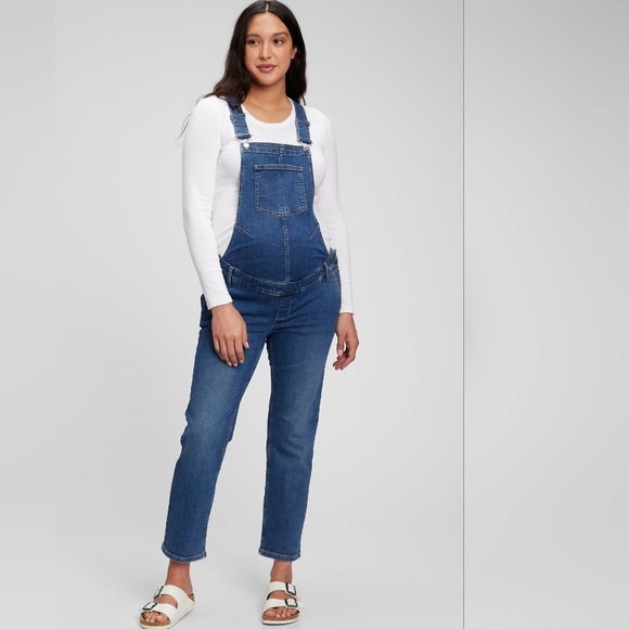 GAP Maternity Denim Overalls‎ Coveralls Blue Jean Outfit Straight Relaxed XXL